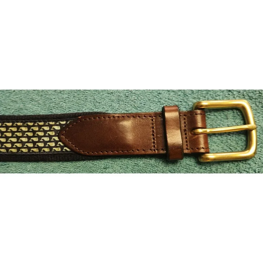 Vineyard Vines Men's Micro Whale Classic Canvas Club Belt, Brass Buckle Navy, 44